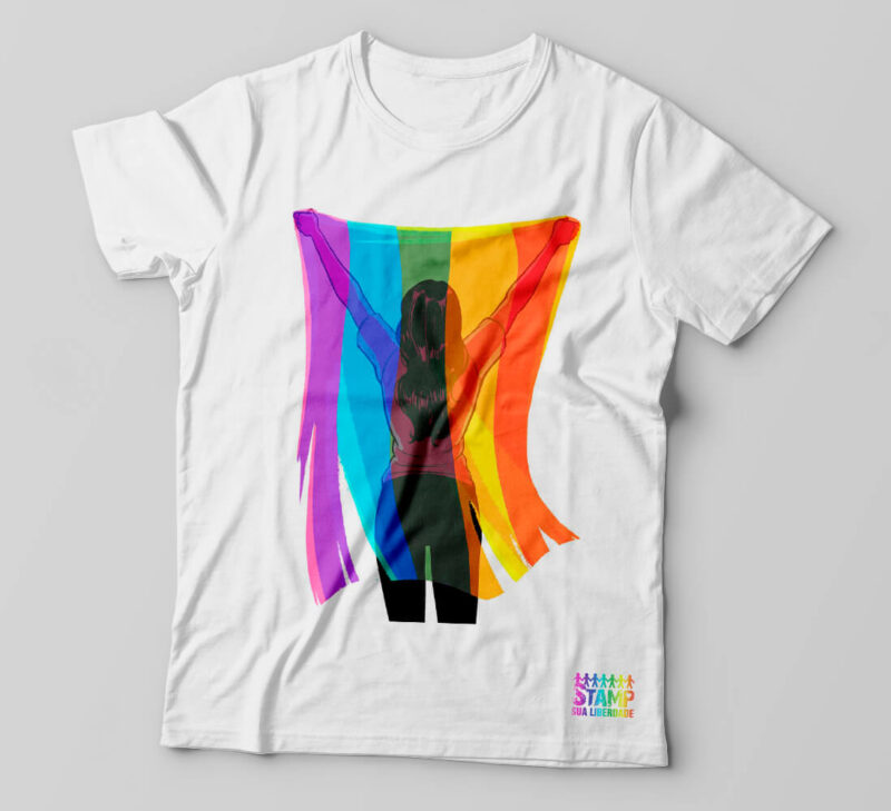 Camiseta Mulher Bandeira Rainbow