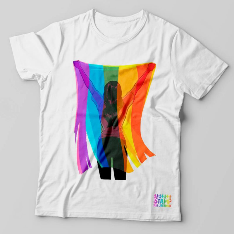 Camiseta Mulher Bandeira Rainbow