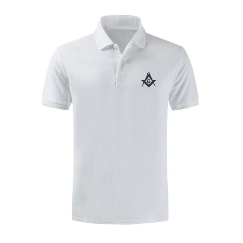 Camisa Polo Maçonaria Branca Esquadro e Compasso