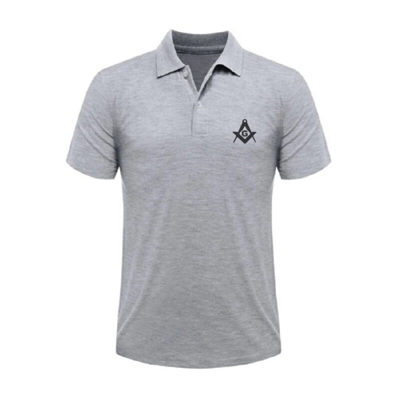 Camisa Polo Maçonaria Cinza Esquadro e Compasso