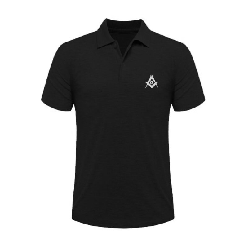 Camisa Polo Maçonaria Preta Esquadro e Compasso