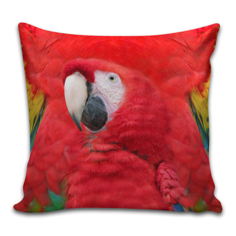 Capa de Almofada Arara Vermelha 3D