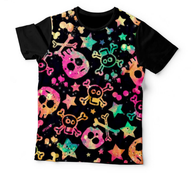 Camiseta Caveiras em Luzes