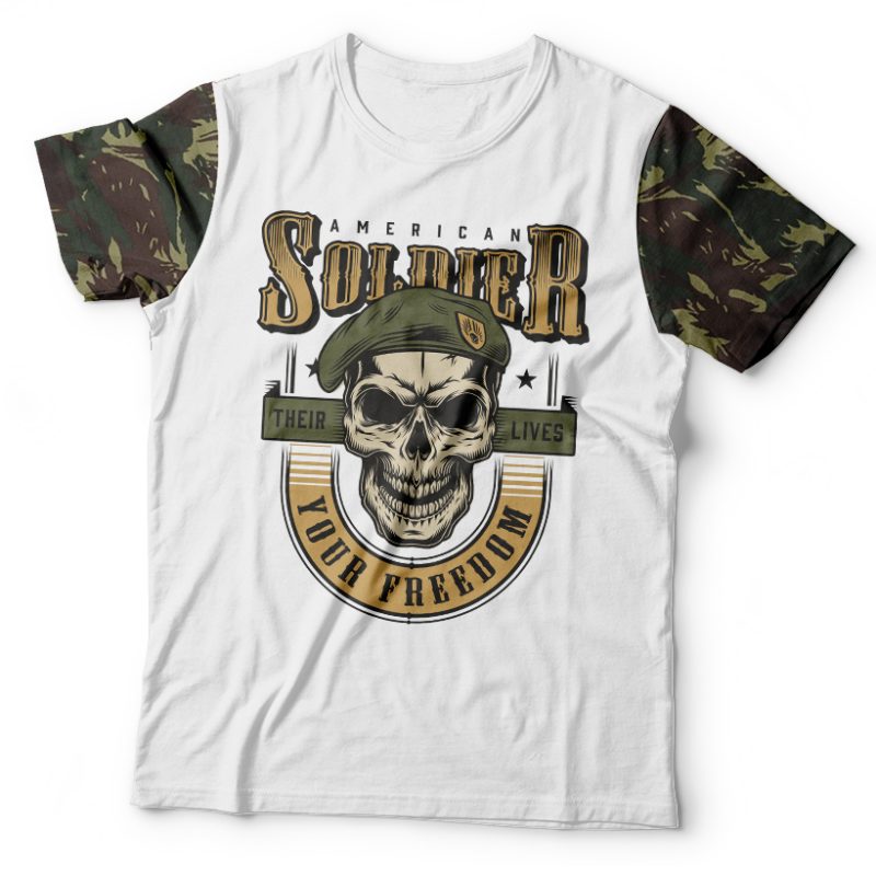 Camiseta Militar American Caveira Coronel