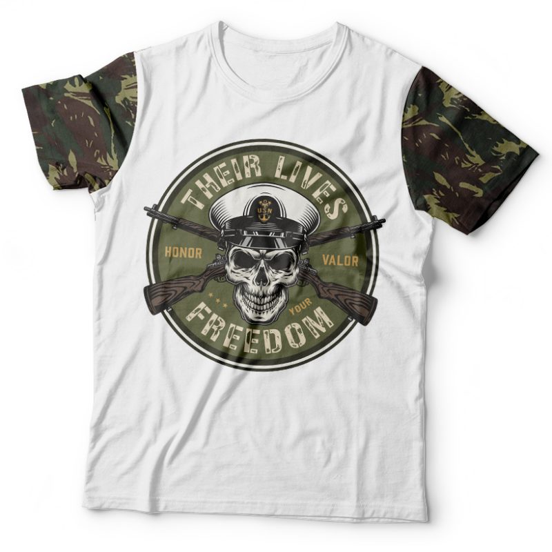 Camiseta Militar Capitão Caveira Color