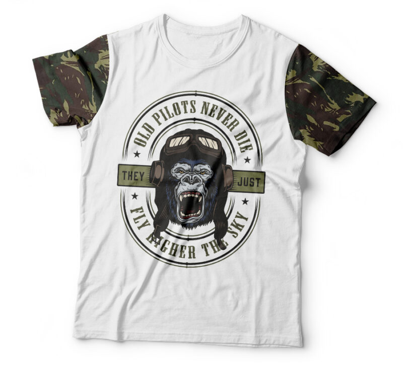 Camiseta Militar Gorilas Pilotos Nunca Morrem