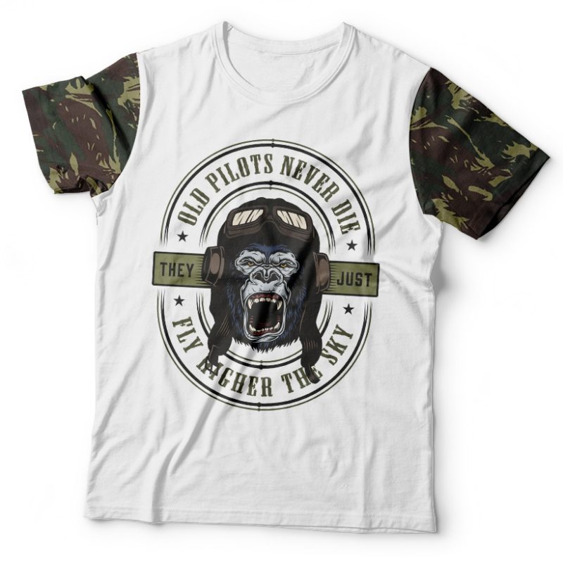 Camiseta Militar Gorilas Pilotos Nunca Morrem