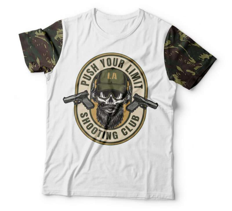 Camiseta Militar Caveira Clube de Tiro