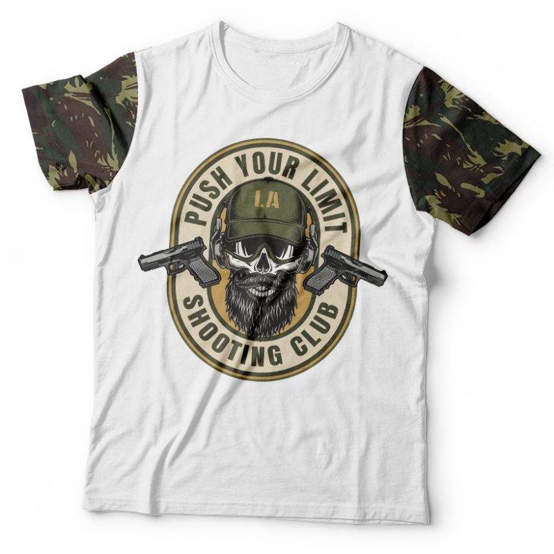 Camiseta Militar Caveira Clube de Tiro