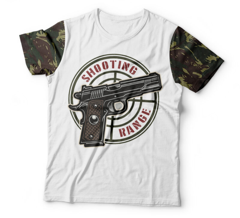 Camiseta Militar Pistola Campo de Tiro