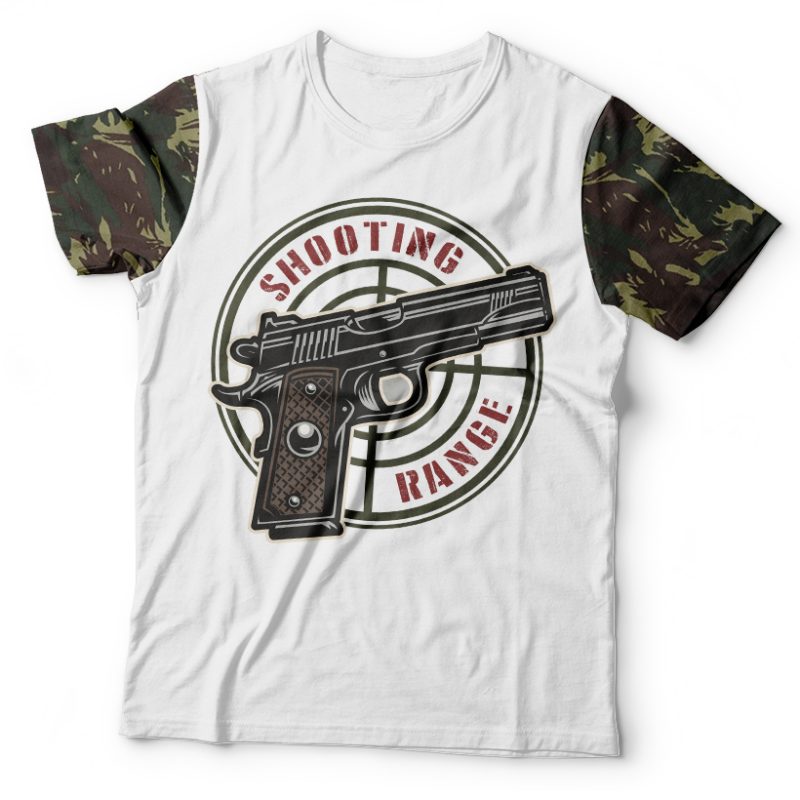 Camiseta Militar Pistola Campo de Tiro