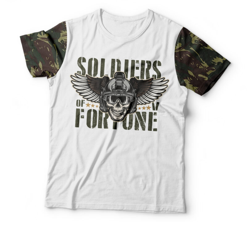 Camiseta Militar Caveira Soldados da Fortuna Color