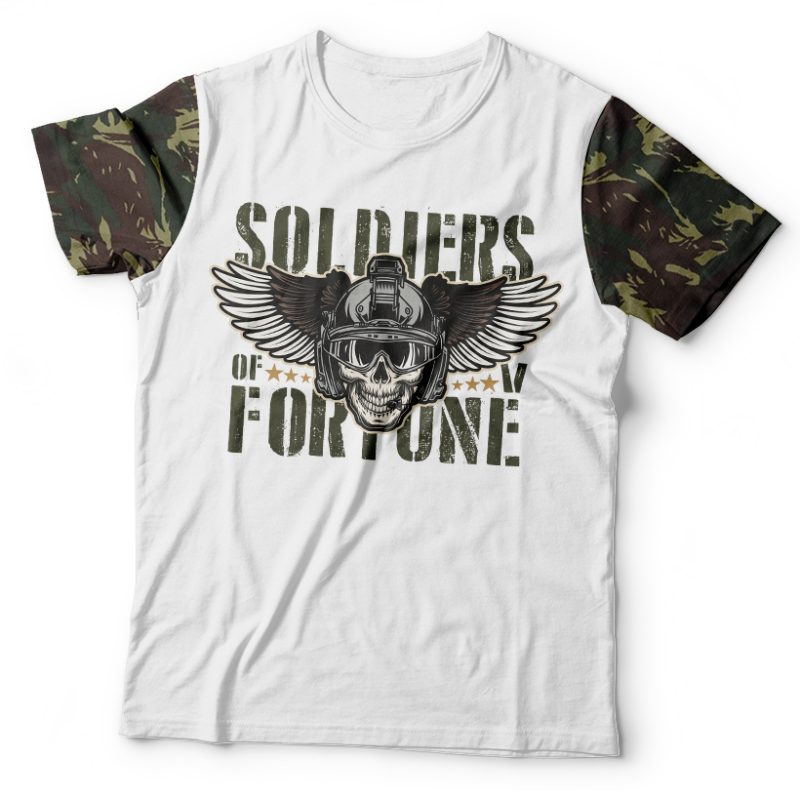Camiseta Militar Caveira Soldados da Fortuna Color