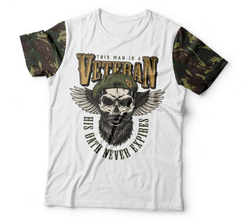 Camiseta Militar Caveira Veterano de Guerra
