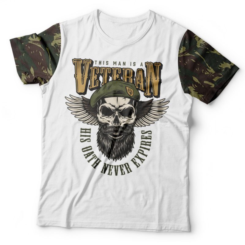 Camiseta Militar Caveira Veterano de Guerra